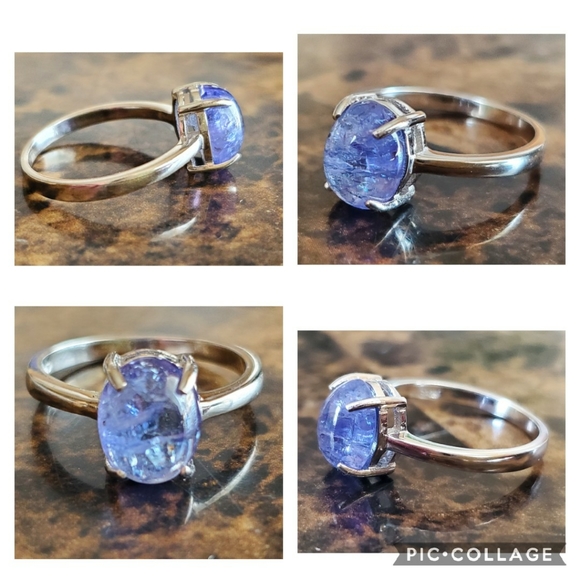 Genuine 2ct Tanzanite Cabochon Ring Size 8 - Picture 5 of 7